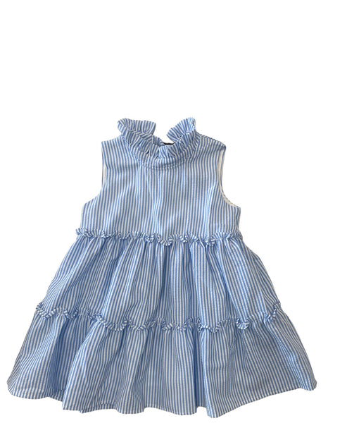 Lulu Bebe Sleeveless Tier Dress Blue Stripe