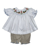 Lulu Bebe Duck Beige Gingham Smocked Bloomer Set