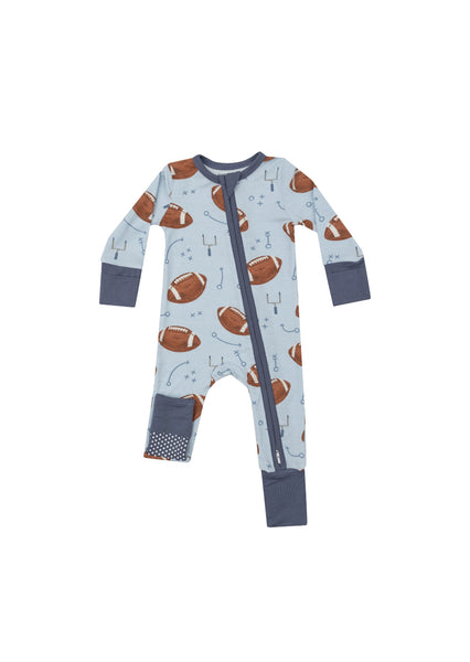 Angel Dear 2 Way Zipper Romper Footballs Blue