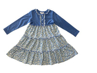 Ishtex Blue Flower Tiered Dress