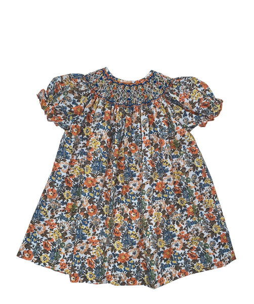 Lulu Bebe Bright Fall Floral Smocked Bishop