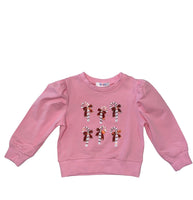 Lulu Bebe Pink Sequin Candy Cane Puff Long Sleeve Sweatshirt