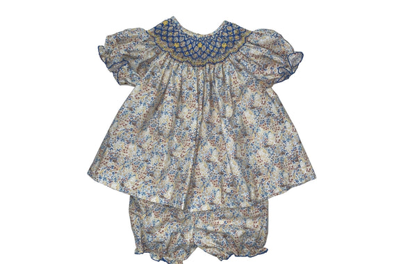 Lulu Bebe Dainty Floral Smocked Bloomer Set