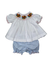 Lulu Bebe Turkey Blue Check Smocked Bloomer Set