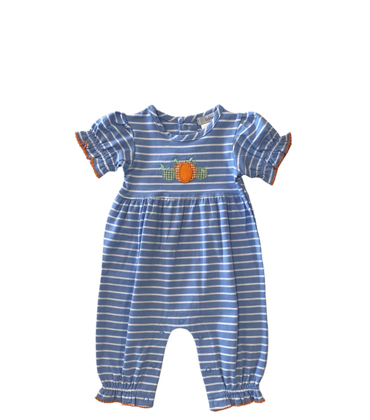 Ishtex Girl Romper Pumpkin Appliqué