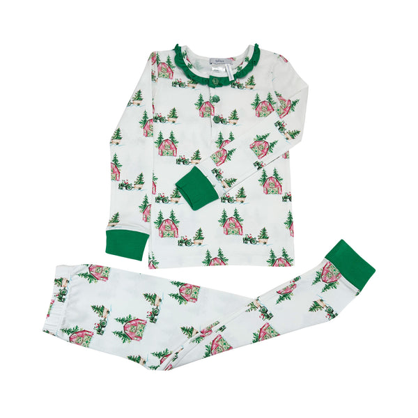 Ishtex Christmas Tree Farm Girls PJ Set