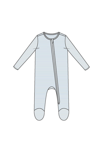 Angel Dear 2 Way Zipper Footie Light Blue Stripe