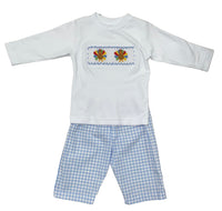 Lulu Bebe Turkey Blue Check Smock Pant Set