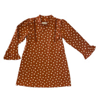 Forever Young Orange Dress With Tan Dots