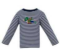 Claire And Charlie Mallard Ducks Navy Stripe Knit Tee