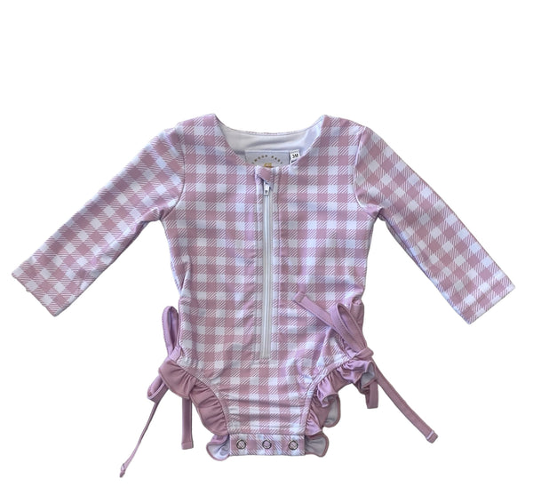 Swoon Baby Pink Gingham 1pc Rashguard Swimmy