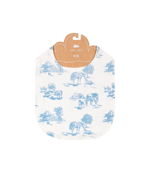 Angel Dear Feeding Bib Farm Toile Blue