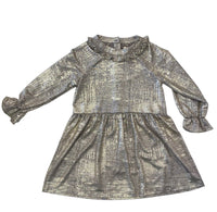 Forever Young Gold Shimmer Dress With Ruffle Sleeves