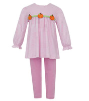 Claire And Charlie  Pink Stripe Tunic Set Pumpkins