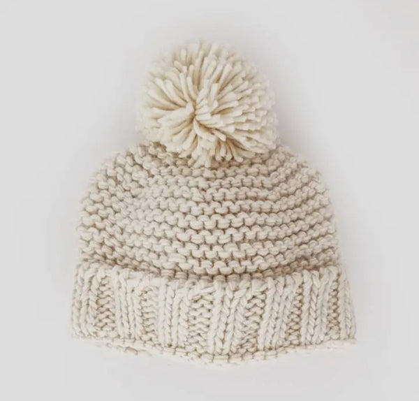 Huggalugs Garter Stitch Beanie Hat Natural