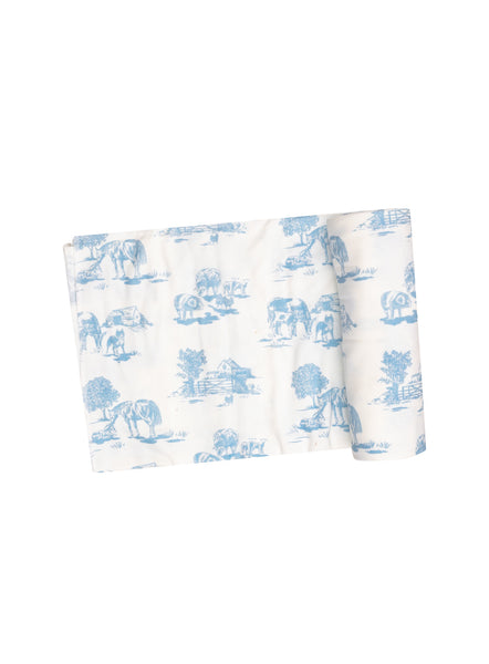 Angel Dear Swaddle Blanket Farm Toile Blue