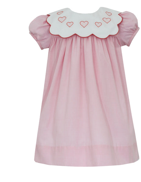 Anavini Pink Gingham Heart Collar Dress
