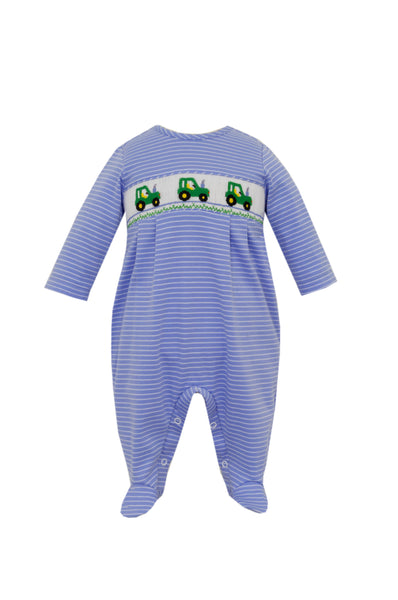 Petit Bebe Tractor Smocked Footie