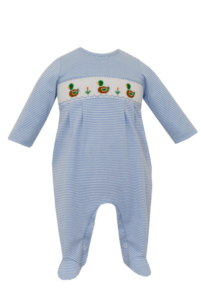 Petit Bebe Stripe Footie Mallard Duck