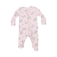 Angel Dear 2 Way Ruffle Zipper Footie Grey Elephants Pink