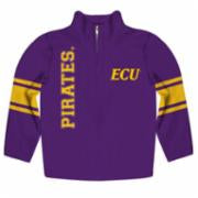 East Carolina Stripes Purple Long Sleeve Quarter Zip Sweatshirt