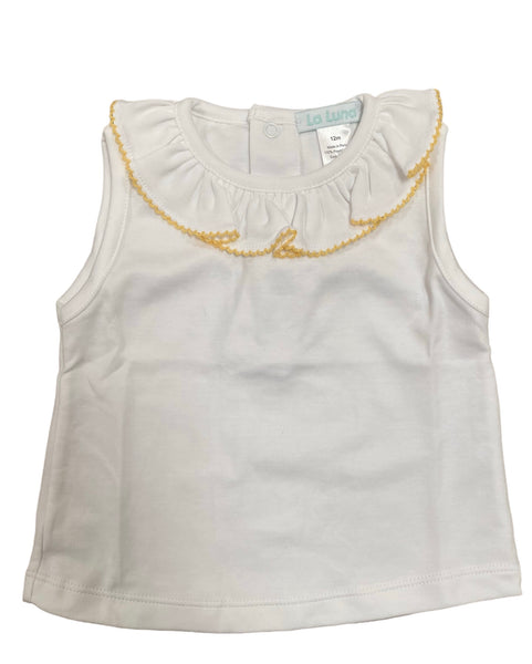 La Luna Sleeveless Ruffle Collar Shirt Yellow