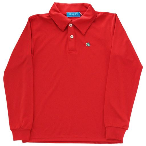 J Bailey Long Sleeve Performance Polo Red