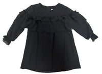 Forever Young Black Dot Sheer Ruffle Dress