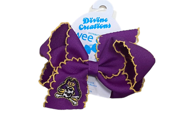 ECU Skull And Crossbones Bow Purple Medium