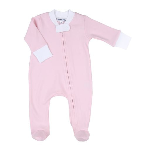 Magnolia Baby Simply Solids Zipper Footie Pink