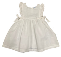 Lulu Bebe Linen Ruffle Dress With Side Bows White