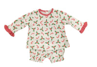 La Luna Candy Cane/Holly Bloomer Set