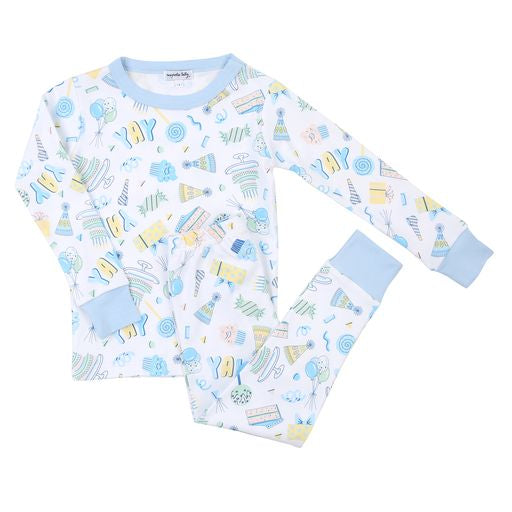 Magnolia Baby  Birthday Bash Long Pajamas Blue