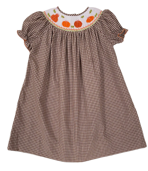 Lulu Bebe Pumpkin Smocked Bishop Dress