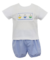 Petit Bebe Petit Cupcakes Boys Tee and Bloomer Short Set